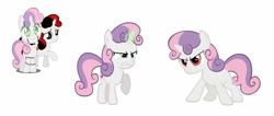 Size: 1024x435 | Tagged: safe, artist:diana173076, derpibooru import, sweetie belle, sweetie bot, demon, demon pony, original species, pony, robot, robot pony, friendship is witchcraft, mentally advanced series, creepy belle, cute, cutie mark creeps, cutie mark monsters, diasweetes, elements of insanity, s team, show accurate, thrackerzod