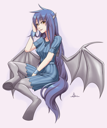 Size: 1607x1920 | Tagged: safe, artist:stoic5, derpibooru import, oc, oc only, oc:nettle, bat pony, satyr, /mlp/, clothes, dress, female, older, requested art, solo