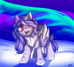 Size: 1280x1165 | Tagged: safe, artist:missclaypony, derpibooru import, oc, alicorn, pony, aurora borealis, female, mare, solo