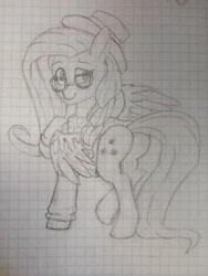 Size: 3120x4160 | Tagged: safe, derpibooru import, fluttershy, pegasus, pony, clothes, female, graph paper, hipstershy, mare, photo, solo, traditional art