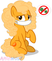 Size: 1568x1846 | Tagged: safe, artist:amgiwolf, derpibooru import, oc, oc:orange delight, earth pony, pony, coronavirus, covid-19, pictogram, show accurate, solo, surgical mask, vector