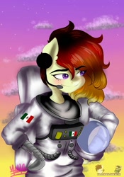 Size: 675x962 | Tagged: safe, artist:joe☆starpon3, derpibooru import, oc, oc only, anthro, human, astronaut, humanized, solo, spacesuit