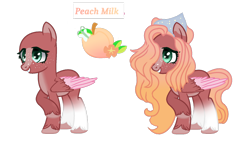 Size: 1280x742 | Tagged: safe, artist:inky-pallet-turkey, derpibooru import, oc, oc:peach milk, pegasus, pony, base used, colored wings, colored wingtips, female, freckles, gradient hooves, hair over one eye, handkerchief, mare, offspring, parent:big macintosh, parent:fluttershy, parents:fluttermac, simple background, solo, starry eyes, transparent background, unshorn fetlocks, wingding eyes