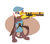 Size: 1824x1596 | Tagged: safe, artist:camo-pony, derpibooru import, gimme moore, griffon, apron, bipedal, clothes, flat cap, hammer, hat, musket, simple background, solo, weapon