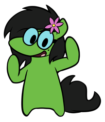 Size: 730x844 | Tagged: safe, artist:whatsapokemon, derpibooru import, oc, oc only, oc:prickly pears, chibi, flower, flower in hair, glasses, looking at you, mole, simple background, transparent background
