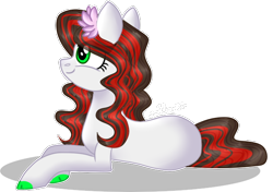 Size: 648x457 | Tagged: safe, artist:star-gaze-pony, derpibooru import, oc, oc:red velvet, pony, female, mare, prone, simple background, solo, transparent background