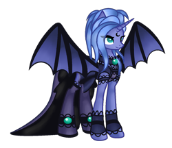 Size: 1262x1092 | Tagged: safe, artist:felikusstekill, derpibooru import, princess luna, alicorn, pony, bat wings, clothes, costume, countess, s1 luna, simple background, solo, transparent background, wings