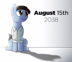 Size: 2300x2000 | Tagged: safe, artist:wolftendragon, derpibooru import, earth pony, robot, android, connor, crossover, detroit: become human, male, rk800, sitting, smiling, solo, video game