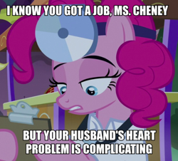 Size: 748x675 | Tagged: safe, derpibooru import, screencap, pinkie pie, earth pony, pony, the summer sun setback, caption, doctor, eminem, image macro, song reference, text