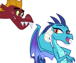 Size: 944x786 | Tagged: safe, artist:andoanimalia, derpibooru import, edit, garble, princess ember, dragon, dragon quest, triple threat, .svg available, cute, dragoness, dragonlord, emberbetes, emble, female, gardorable, grin, horns, male, shipping, simple background, smiling, straight, transparent background, vector, vector edit