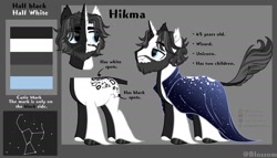 Size: 2048x1170 | Tagged: safe, artist:shinningblossom12, derpibooru import, oc, oc only, pony, unicorn, beard, bust, cloak, clothes, constellation, facial hair, hoof fluff, horn, male, reference sheet, stallion, text, unicorn oc