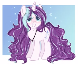 Size: 2048x1724 | Tagged: safe, artist:shinningblossom12, derpibooru import, oc, oc only, pony, unicorn, base used, blushing, ear piercing, earring, eye clipping through hair, eyelashes, female, horn, jewelry, mare, necklace, piercing, smiling, solo, unicorn oc