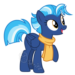 Size: 1024x1032 | Tagged: safe, artist:strawberry-spritz, derpibooru import, oc, pegasus, pony, clothes, female, mare, offspring, parent:sky stinger, parent:twilight sparkle, scarf, simple background, solo, transparent background