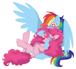 Size: 1000x909 | Tagged: safe, artist:unoriginai, derpibooru import, pinkie pie, rainbow dash, earth pony, pegasus, pony, blushing, duo, female, lesbian, mare, pinkiedash, shipping, simple background, sniffing, starry eyes, transparent background, wingding eyes