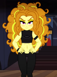 Size: 1920x2600 | Tagged: safe, artist:theminus, derpibooru import, adagio dazzle, equestria girls, belly button, messy hair, messy mane, police officer, solo