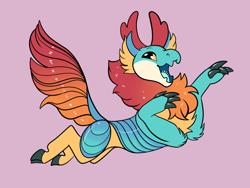 Size: 2800x2100 | Tagged: safe, artist:loryska, derpibooru import, oc, changedling, changeling, hybrid, kirin, offspring, parent:autumn blaze, parent:pharynx, simple background, solo