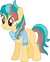 Size: 3610x4500 | Tagged: safe, artist:digimonlover101, derpibooru import, oc, oc:golden flash, earth pony, pony, clothes, female, magical lesbian spawn, mare, offspring, parent:aunt holiday, parent:auntie lofty, scarf, simple background, solo, transparent background