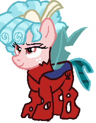 Size: 196x250 | Tagged: safe, artist:qjosh, derpibooru import, cozy glow, changeling, pony, changelingified, red changeling, solo, species swap, transformation, transformation sequence