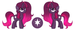 Size: 1280x513 | Tagged: safe, artist:starstrucksentry, derpibooru import, oc, oc:night star, pony, unicorn, female, magical lesbian spawn, mare, offspring, parent:tempest shadow, parent:twilight sparkle, parents:tempestlight, simple background, solo, transparent background