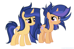 Size: 1280x844 | Tagged: safe, artist:starstrucksentry, derpibooru import, oc, oc:galaxy swirls, oc:velvet sentry, pony, unicorn, female, mare, offspring, parent:flash sentry, parent:twilight sparkle, parents:flashlight, simple background, transparent background