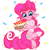 Size: 2500x2500 | Tagged: safe, artist:rurihal, derpibooru import, pinkie pie, earth pony, pony, cake, chest fluff, ear fluff, female, food, hoof fluff, mare