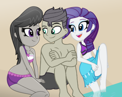 Size: 2480x1972 | Tagged: safe, artist:grapefruitface1, derpibooru import, octavia melody, rarity, oc, equestria girls, canon x oc, nicotavia, trio