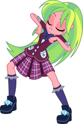 Size: 4500x6688 | Tagged: safe, artist:xebck, derpibooru import, edit, editor:slayerbvc, lemon zest, equestria girls, friendship games, absurd resolution, bowtie, clothes, crystal prep academy, crystal prep academy uniform, dancing, eyes closed, high heels, krumping, long hair, no makeup edit, pleated skirt, raised leg, school uniform, shoes, simple background, skirt, solo, transparent background, vector, vector edit