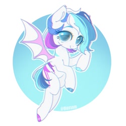 Size: 1000x1000 | Tagged: safe, artist:shinningblossom12, derpibooru import, oc, oc only, bat pony, pony, bat pony oc, bat wings, eyelashes, female, hoof polish, horns, looking at you, mare, smiling, smiling at you, solo, white outline, wings