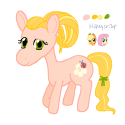 Size: 1080x1080 | Tagged: safe, artist:cailene, derpibooru import, applejack, oc, oc only, oc:honey crisp, earth pony, pony, earth pony oc, magical lesbian spawn, next generation, offspring, parent:applejack, parent:fluttershy, parents:appleshy, simple background, solo, white background