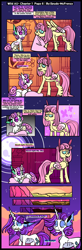 Size: 1450x4421 | Tagged: safe, artist:spudsmcfrenzy, derpibooru import, fluttershy, rarity, sweetie belle, pegasus, pony, unicorn, comic:wild au, bandage, black eye