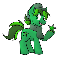 Size: 4107x3984 | Tagged: artist needed, source needed, safe, derpibooru import, oc, oc only, oc:esperanta poneo, earth pony, pony, clothes, commission, cute, edit:romaji milton amulo, esperanto, male, open mouth, solo, stallion