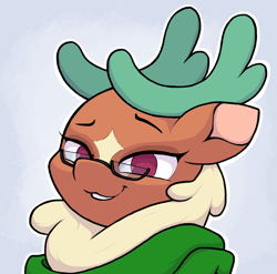 Size: 2721x2693 | Tagged: safe, artist:ljdamz1119, derpibooru import, cashmere (tfh), deer, reindeer, them's fightin' herds, clothes, community related, female, glasses, looking at you, scarf, solo