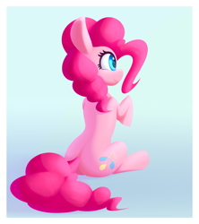 Size: 1920x2160 | Tagged: safe, artist:silshadnic, derpibooru import, pinkie pie, earth pony, pony, blue background, cute, diapinkes, female, mare, simple background, sitting, solo