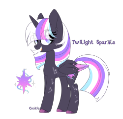 Size: 2320x2235 | Tagged: safe, artist:lazuli, derpibooru import, twilight sparkle, twilight sparkle (alicorn), alicorn, pony, alternate design, constellation, eye clipping through hair, female, grin, hoof polish, mare, simple background, smiling, solo, transparent background