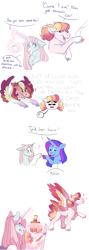 Size: 2002x5599 | Tagged: safe, artist:uunicornicc, derpibooru import, oc, oc only, oc:aster, oc:dottie, oc:fruit loop, oc:summer ballad, pegasus, unicorn, female, magic, male, mare, simple background, stallion, white background