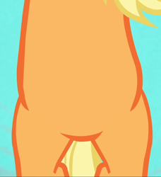 Size: 854x937 | Tagged: safe, derpibooru import, screencap, applejack, earth pony, pony, applejack's "day" off, belly, bipedal, cropped, crotch, featureless crotch, hind legs, pictures of bellies, solo