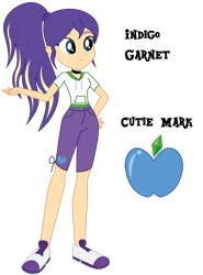 Size: 1280x1730 | Tagged: safe, artist:lhenao, derpibooru import, oc, oc:indigo garnet, human, equestria girls, cutie mark, magical lesbian spawn, next generation, offspring, parent:applejack, parent:rarity, parents:rarijack, simple background, solo, transparent background