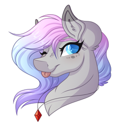 Size: 1410x1400 | Tagged: safe, artist:amazing-artsong, derpibooru import, oc, oc:aldia, pony, bust, female, mare, portrait, simple background, solo, tongue out, transparent background