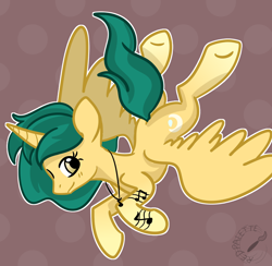 Size: 1200x1173 | Tagged: safe, artist:redpalette, derpibooru import, oc, oc only, alicorn, pony, alicorn oc, cute, female, flying, horn, jewelry, mare, necklace, ocbetes, smiling, wings