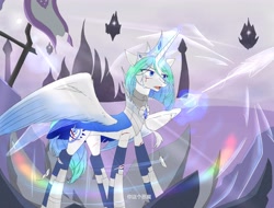 Size: 4096x3112 | Tagged: safe, artist:白乌鸦之翼, derpibooru import, oc, alicorn, crystal pony, alicorn oc, horn, wings