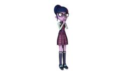 Size: 4195x2360 | Tagged: safe, artist:fazbearsparkle, derpibooru import, sci-twi, twilight sparkle, equestria girls, friendship games, 3d, clothes, crystal prep academy uniform, joy, remake, school uniform, simple background, source filmmaker, transparent background