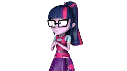 Size: 4195x2360 | Tagged: safe, artist:fazbearsparkle, derpibooru import, sci-twi, twilight sparkle, equestria girls, 3d, glasses, remake, simple background, source filmmaker, transparent background, unsure