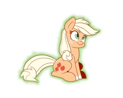 Size: 2000x1600 | Tagged: safe, artist:heir-of-rick, derpibooru import, applejack, earth pony, pony, colored pupils, cute, dappled, female, hatless, jackabetes, mare, missing accessory, simple background, sitting, smiling, solo, white background