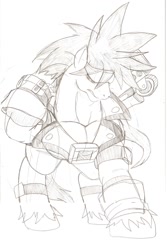 Size: 853x1280 | Tagged: safe, artist:droll3, derpibooru import, earth pony, pony, crossover, guilty gear, monochrome, ponified, simple background, sketch, sol badguy, steel, traditional art, white background, xrd