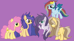 Size: 1280x720 | Tagged: safe, artist:circuspaparazzi5678, derpibooru import, li'l cheese, oc, oc:amethyst, oc:galaxy shield, oc:honey sweets, oc:lightning blitz, dracony, dragon, earth pony, hybrid, pegasus, pony, unicorn, the last problem, base used, claws, dragon wings, freckles, hairclip, next generation, wings