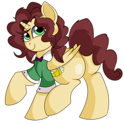 Size: 4700x4700 | Tagged: safe, artist:rainbowtashie, derpibooru import, oc, oc only, oc:king calm merriment, alicorn, pony, alicorn oc, alicorn princess, butt, clothes, commissioner:bigonionbean, cute, cutie mark, extra thicc, female, flank, fusion, fusion:king calm merriment, horn, mare, plot, rule 63, simple background, transparent background, wings, writer:bigonionbean