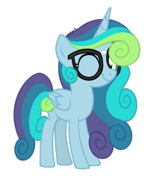 Size: 1290x1499 | Tagged: safe, alternate version, artist:leaficun3, derpibooru import, oc, oc:everfree, pony, unicorn, female, glasses, one eye closed, simple background, solo, teenager, transparent background, wink