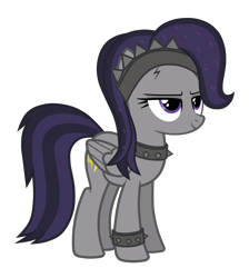 Size: 2652x2962 | Tagged: safe, artist:chomakony, derpibooru import, oc, oc only, oc:skillful, pegasus, pony, female, mare, pegasus oc, simple background, smiling, solo, spikes, transparent background, wings