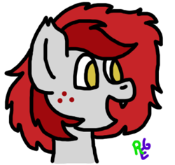 Size: 487x459 | Tagged: safe, artist:raulixevergreen, derpibooru import, oc, oc:reddthebat, bat pony, fangs, freckles, happy, head