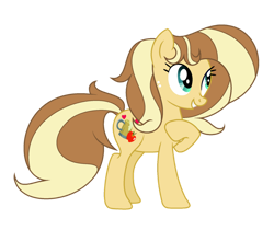 Size: 1600x1346 | Tagged: safe, artist:galaxyswirlsyt, derpibooru import, oc, oc:apple pie, earth pony, pony, female, mare, offspring, parent:applejack, parent:caramel, parents:carajack, simple background, solo, transparent background